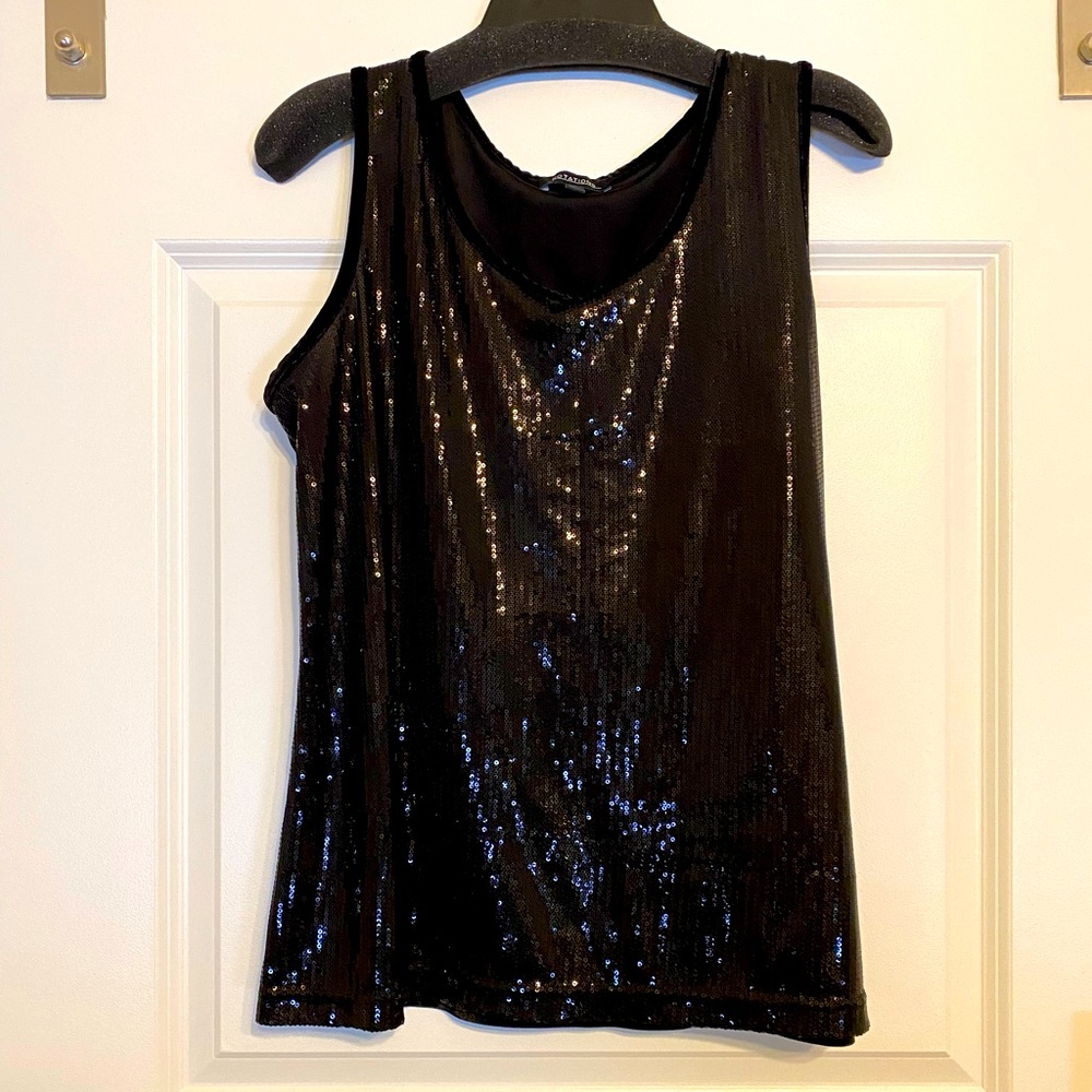 Notations. XL. New! Black sequin and velvet tank